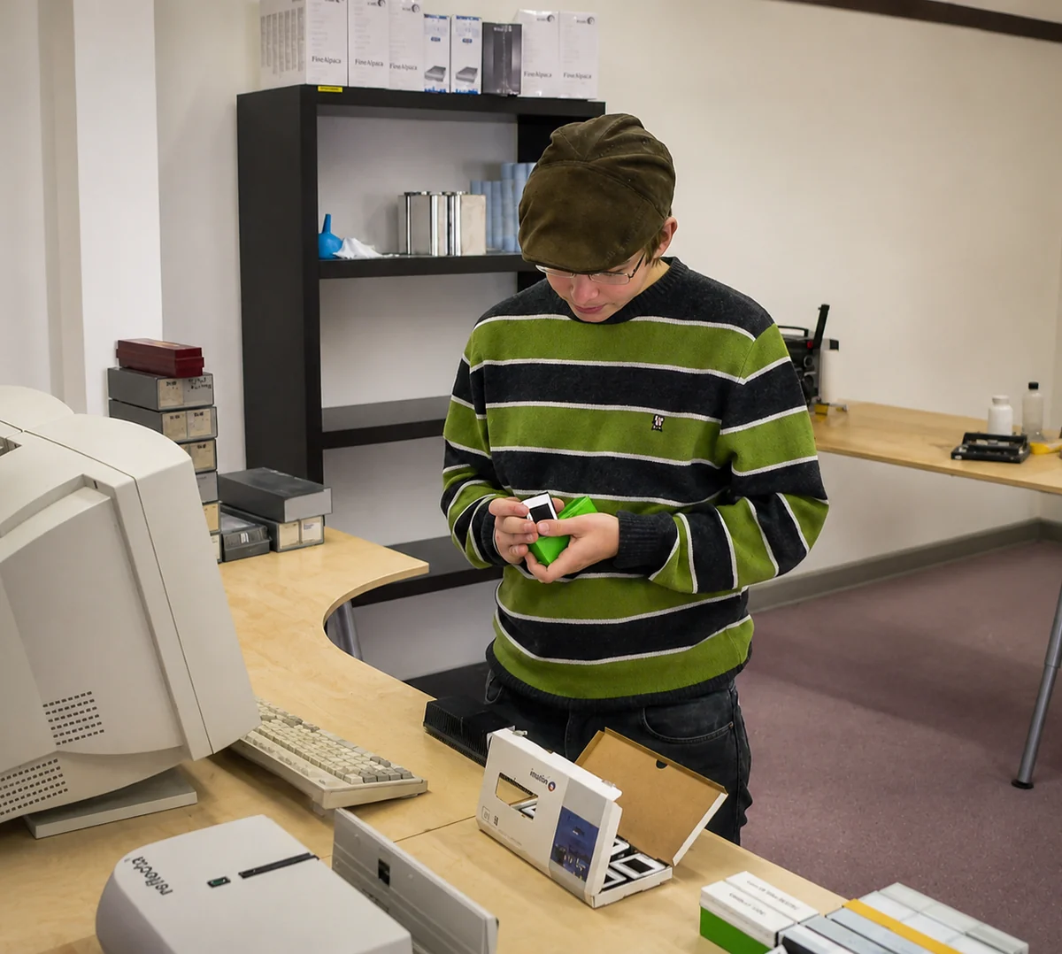 Arbeid med digitalisering i BGA Videos tidlige produksjon.